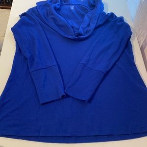 Royal Blue Waffle Knit Sweater with Cowl Neckline